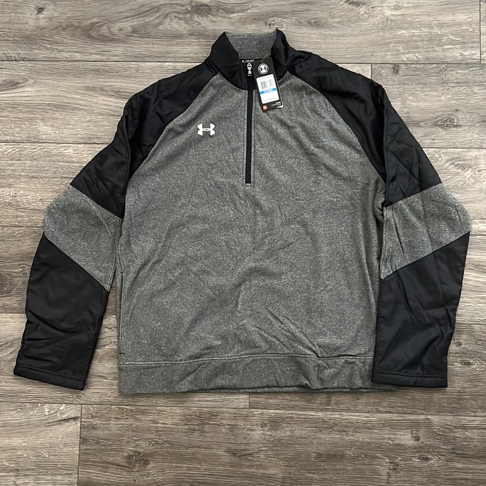 XL Black and Gray Under Armour Cold Gear Quart Zip- EUC